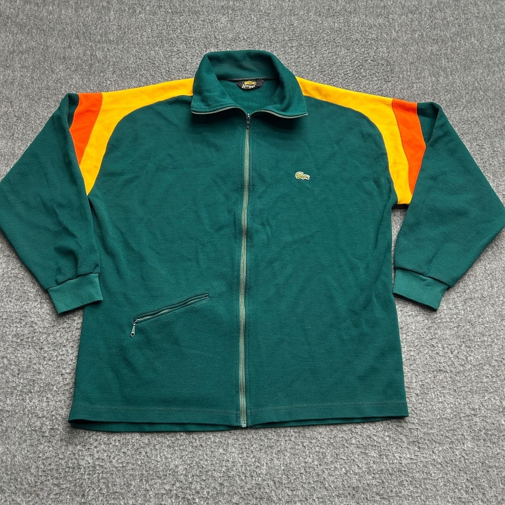 Vintage Alligator Track Jacket Mens Size L?‎ Full Zip Color block Green Yellow